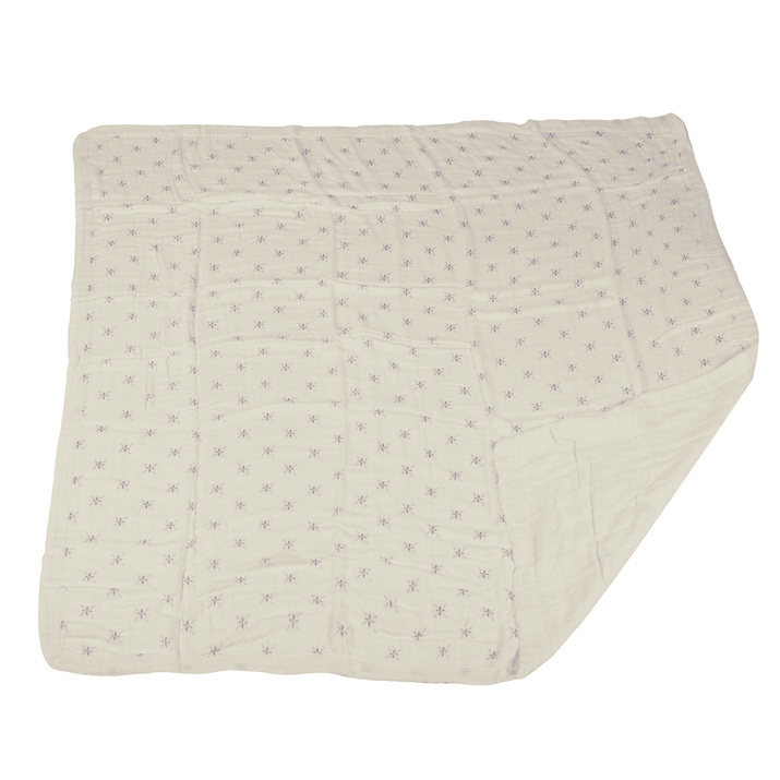 Lavender Flower and White Bamboo Muslin Newcastle Blanket - The Little Big Store