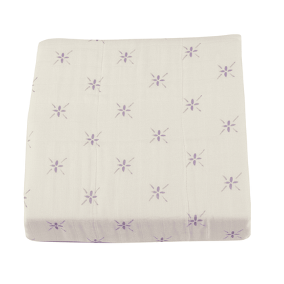 Lavender Flower and White Bamboo Muslin Newcastle Blanket - The Little Big Store