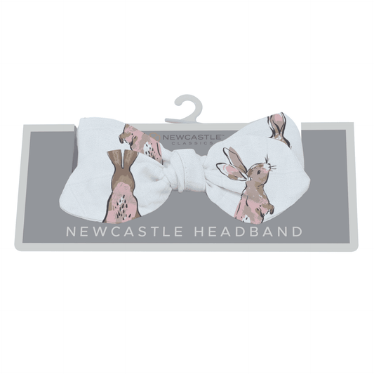 Powder Pink Bunnies Bamboo Newcastle Headband - The Little Big Store