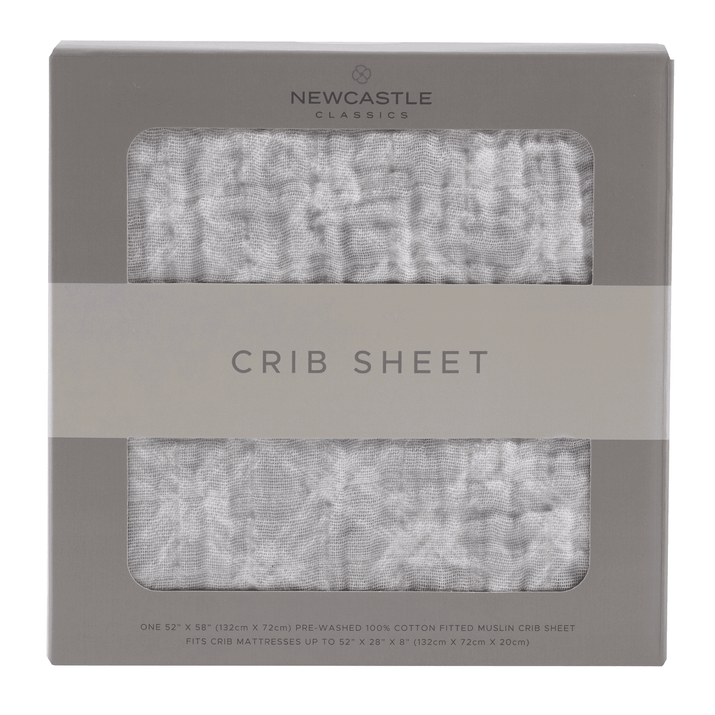 Glacier Grey Plaid Cotton Muslin Crib Sheet - The Little Big Store