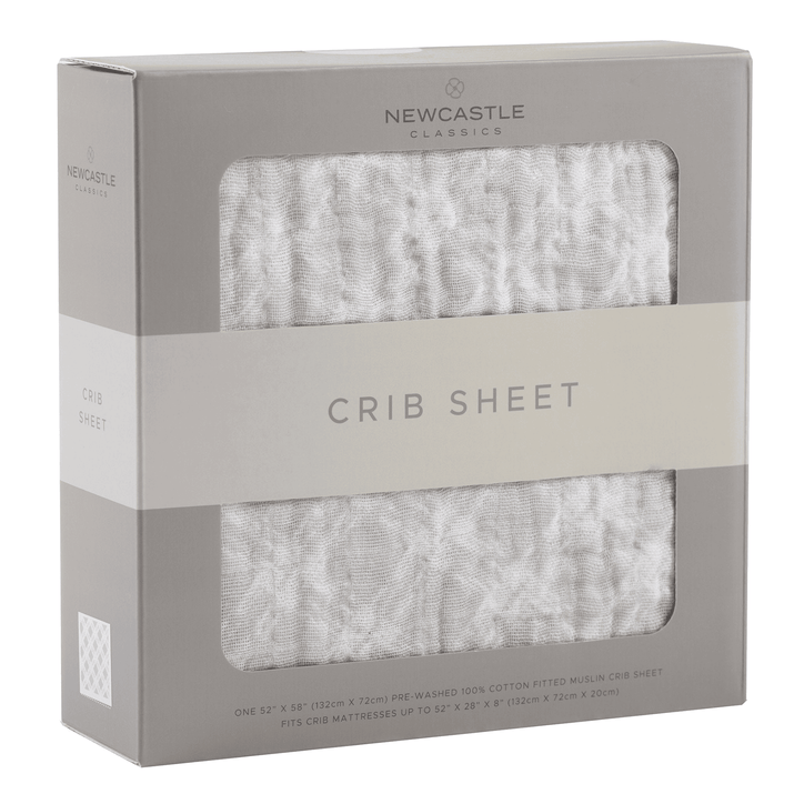 Glacier Grey Plaid Cotton Muslin Crib Sheet - The Little Big Store