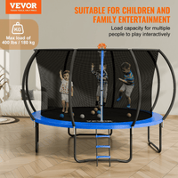 VEVOR 12FT Trampoline, 400 lbs Trampoline with Enclosure Net, Ladder, and Curved Pole, Heavy Duty Trampoline with Jumping Mat and Spring Cover Padding, Outdoor Recreational Trampolines for Kids Adults - The Little Big Store