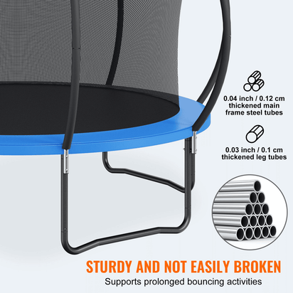 VEVOR 12FT Trampoline, 400 lbs Trampoline with Enclosure Net, Ladder, and Curved Pole, Heavy Duty Trampoline with Jumping Mat and Spring Cover Padding, Outdoor Recreational Trampolines for Kids Adults - The Little Big Store