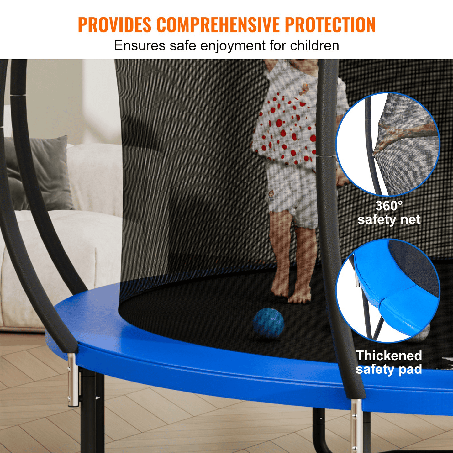 VEVOR 12FT Trampoline, 400 lbs Trampoline with Enclosure Net, Ladder, and Curved Pole, Heavy Duty Trampoline with Jumping Mat and Spring Cover Padding, Outdoor Recreational Trampolines for Kids Adults - The Little Big Store