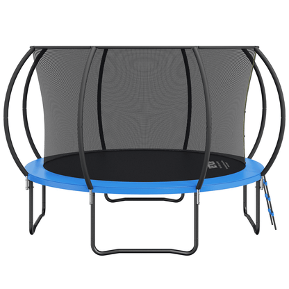 VEVOR 12FT Trampoline, 400 lbs Trampoline with Enclosure Net, Ladder, and Curved Pole, Heavy Duty Trampoline with Jumping Mat and Spring Cover Padding, Outdoor Recreational Trampolines for Kids Adults - The Little Big Store