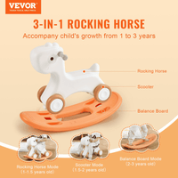 VEVOR 3 in 1 Rocking Horse for Toddlers 1-3 Years, Baby Rocking Horse with Detachable Balance Board and 4 Smooth Wheels, Support up to HDPE Material 80 lbs Kids Ride on Toy, 40° Swinging, Red - The Little Big Store