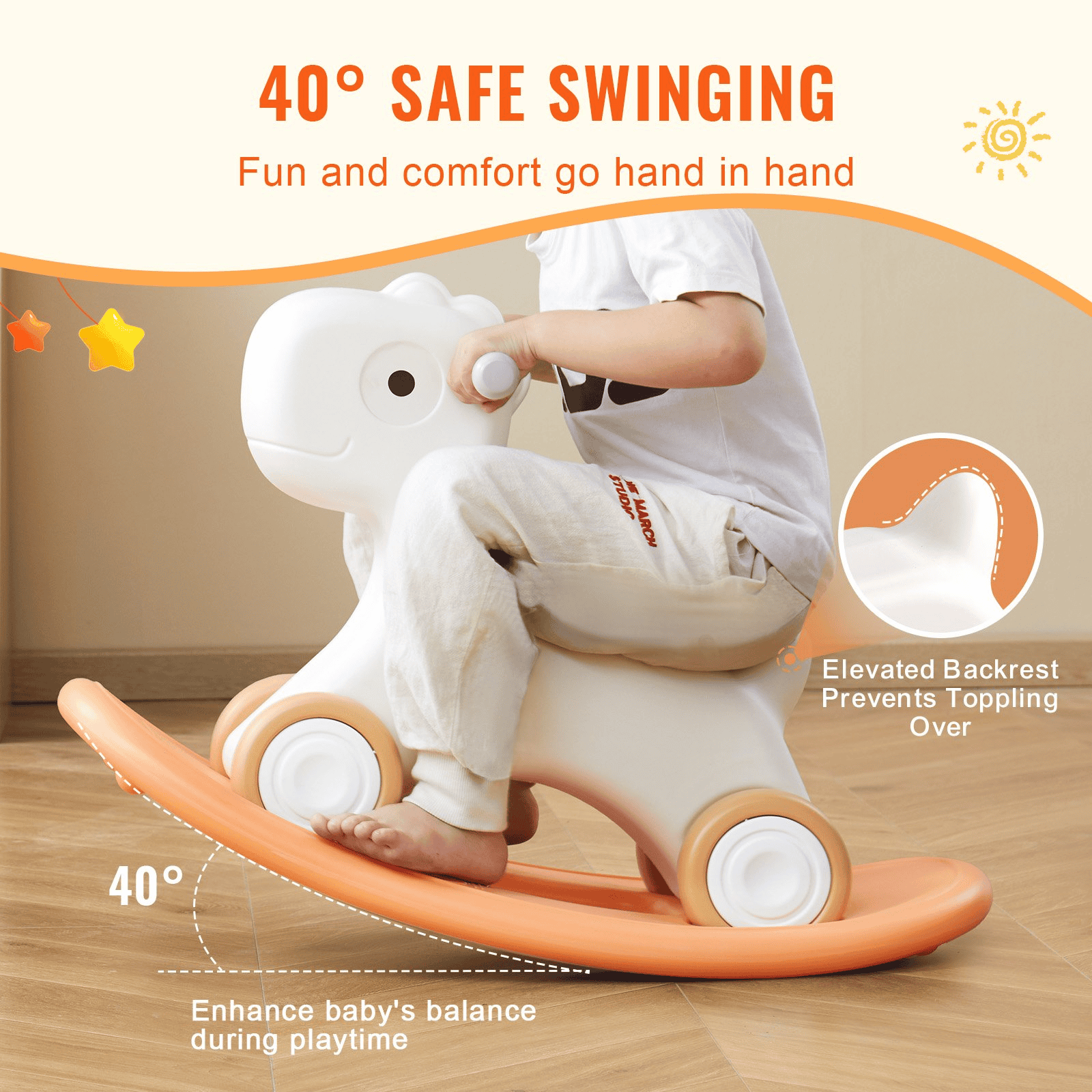 VEVOR 3 in 1 Rocking Horse for Toddlers 1-3 Years, Baby Rocking Horse with Detachable Balance Board and 4 Smooth Wheels, Support up to HDPE Material 80 lbs Kids Ride on Toy, 40° Swinging, Red - The Little Big Store