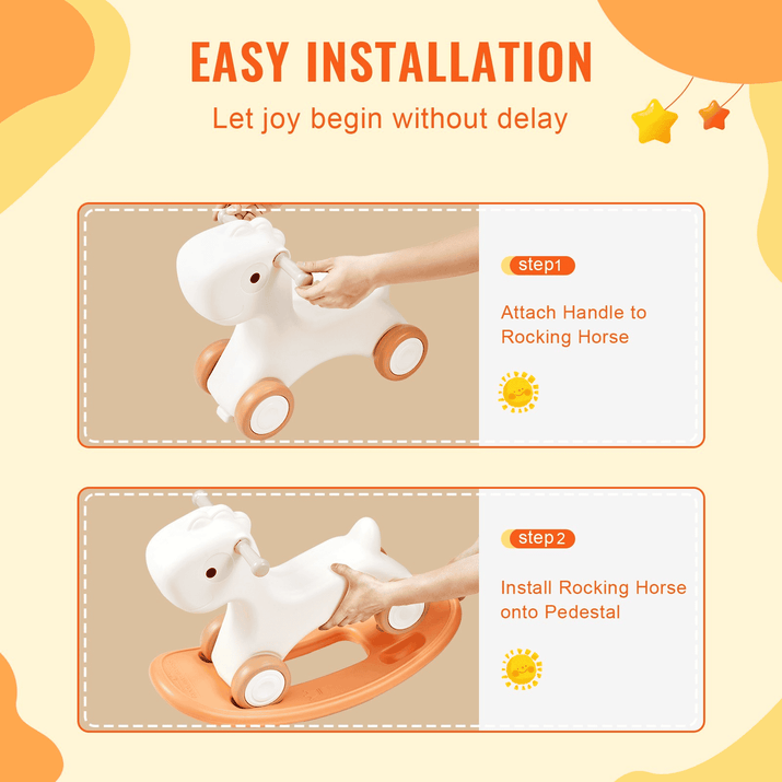 VEVOR 3 in 1 Rocking Horse for Toddlers 1-3 Years, Baby Rocking Horse with Detachable Balance Board and 4 Smooth Wheels, Support up to HDPE Material 80 lbs Kids Ride on Toy, 40° Swinging, Red - The Little Big Store