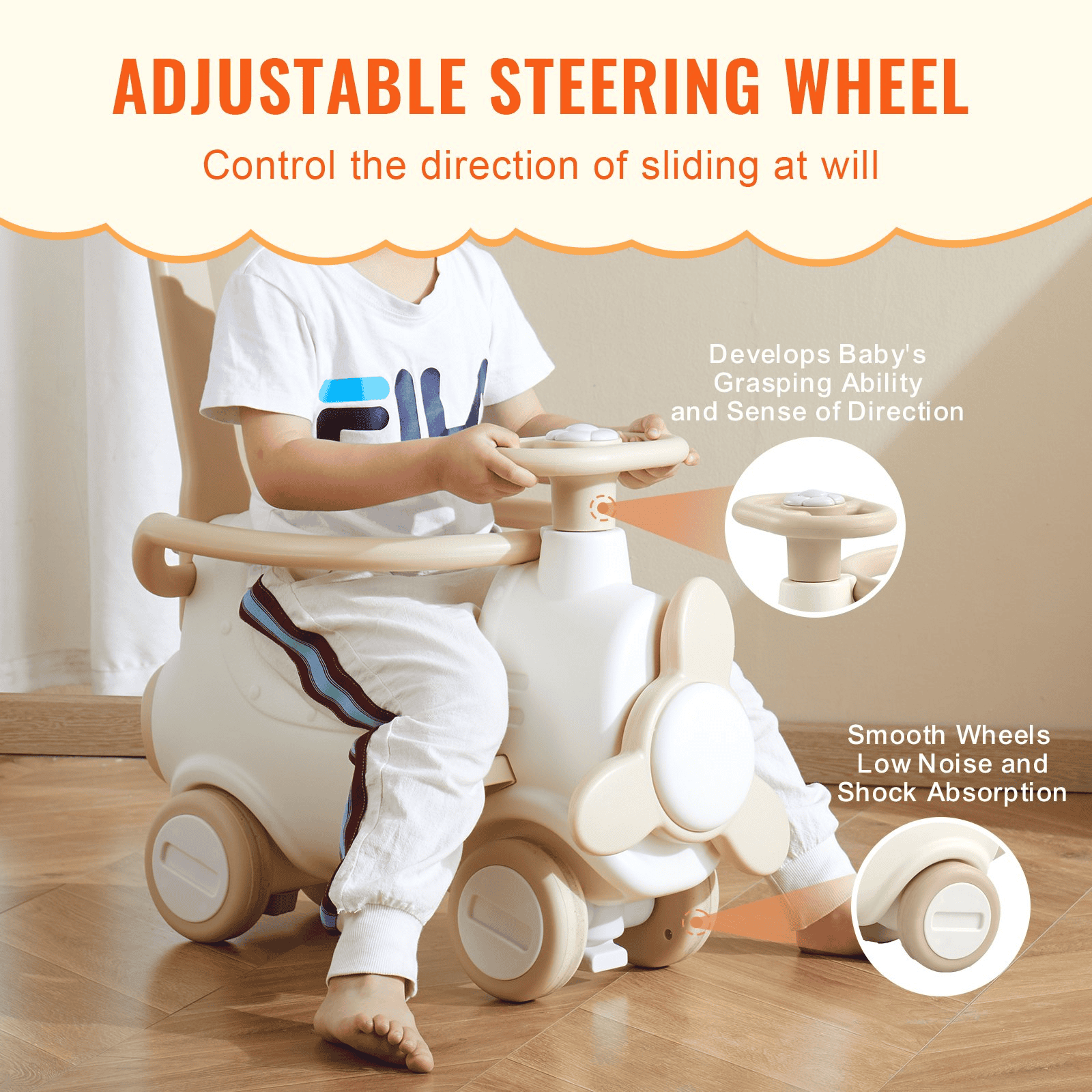 VEVOR 5 in 1 Rocking Horse for Toddlers 1-3 Years Ride on Toy with Trampoline - The Little Big Store