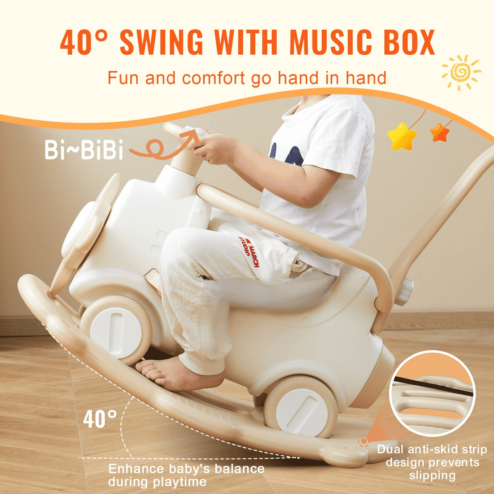 VEVOR 5 in 1 Rocking Horse for Toddlers 1-3 Years Ride on Toy with Trampoline - The Little Big Store