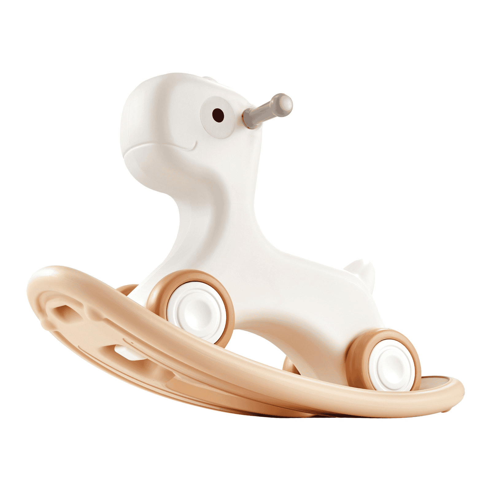 3 in 1 Rocking Horse for Toddlers 1-3 Years, Baby Rocking Horse with Detachable Balance Board and 4 Smooth Wheels, Support up to HDPE Material 80 lbs Kids Ride on Toy, 40° Swinging, White