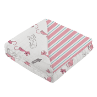 Playful Kitty and Candy Stripe Bamboo Muslin Newcastle Blanket - The Little Big Store