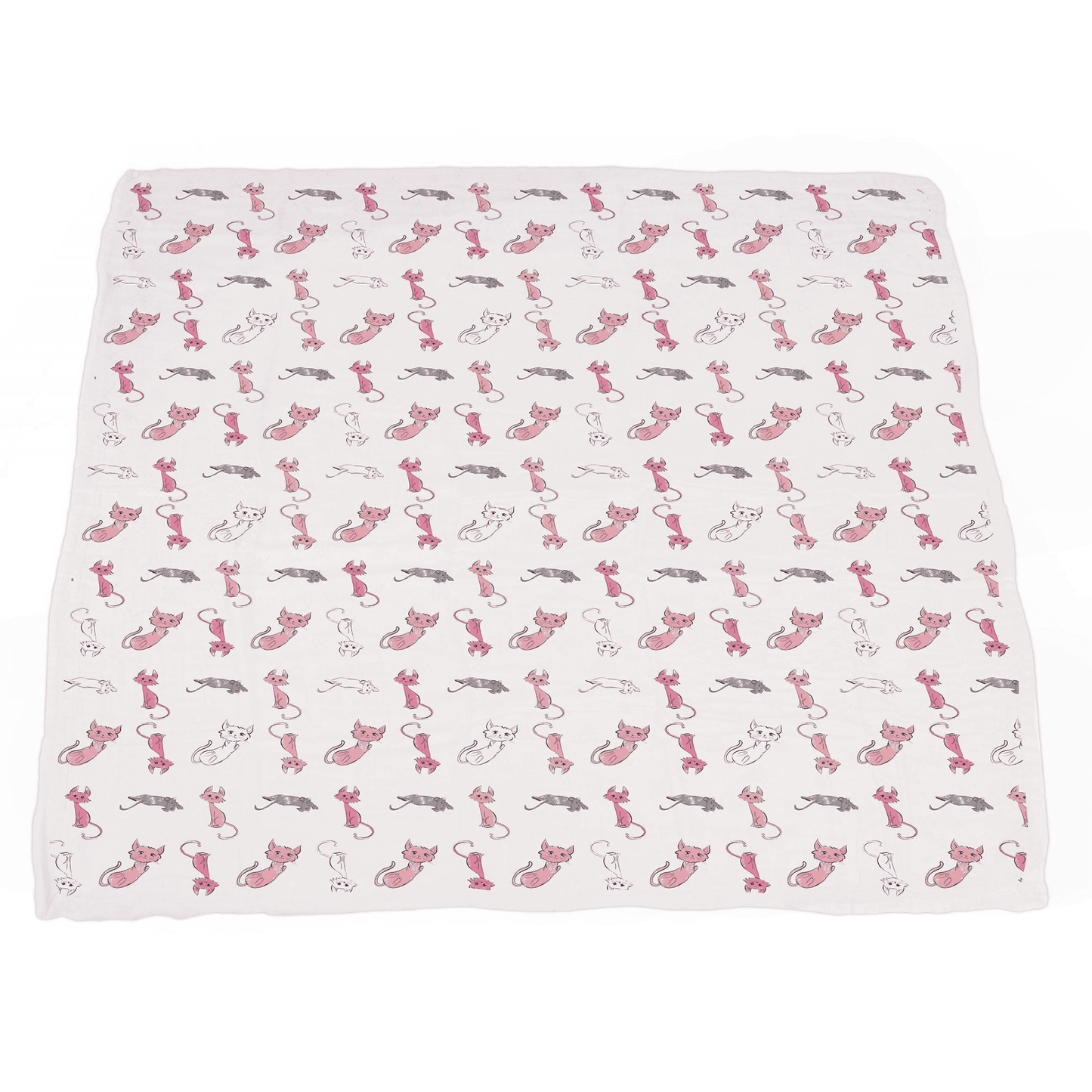 Playful Kitty and Candy Stripe Bamboo Muslin Newcastle Blanket - The Little Big Store