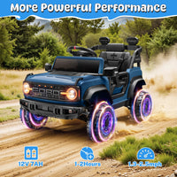 Ford Bronco Raptor Electric Ride on Toy Car for Toddler Kids, 12V Battery Powered Ride on Cars W/Remote Control, Bluetooth & Lights, Blue