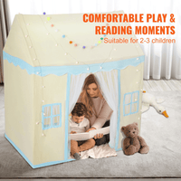 VEVOR Kids Play Tent, Kids Tent for Kids 1-5 Years Old, Toddler Tent with Mat and Tent Lamp, Tent for Kids with Windows for Indoor and Outdoor, Play House Castle Tent for Boys and Girls, Beige - The Little Big Store
