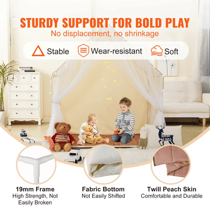 Kids Play Tent, Kids Tent for Kids 1-5 Years Old, Toddler Tent with Mat and Tent Lamp, Tent for Kids with Windows for Indoor and Outdoor, Yurt Tent for Boys and Girls, Beige - The Little Big Store