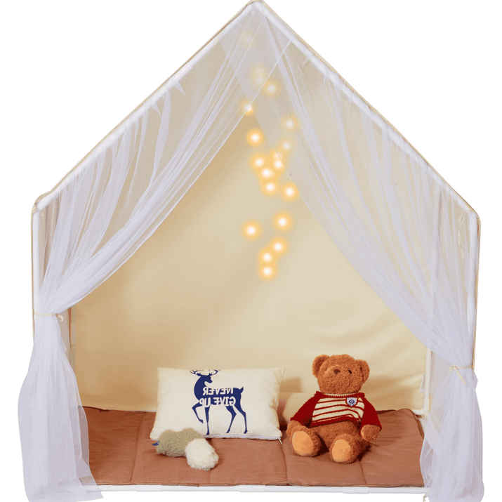 Kids Play Tent, Kids Tent for Kids 1-5 Years Old, Toddler Tent with Mat and Tent Lamp, Tent for Kids with Windows for Indoor and Outdoor, Yurt Tent for Boys and Girls, Beige - The Little Big Store