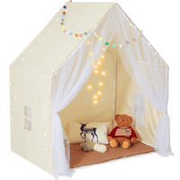 Kids Play Tent, Kids Tent for Kids 1-5 Years Old, Toddler Tent with Mat and Tent Lamp, Tent for Kids with Windows for Indoor and Outdoor, Yurt Tent for Boys and Girls, Beige - The Little Big Store
