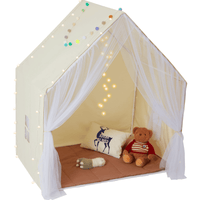 Kids Play Tent, Kids Tent for Kids 1-5 Years Old, Toddler Tent with Mat and Tent Lamp, Tent for Kids with Windows for Indoor and Outdoor, Yurt Tent for Boys and Girls, Beige - The Little Big Store