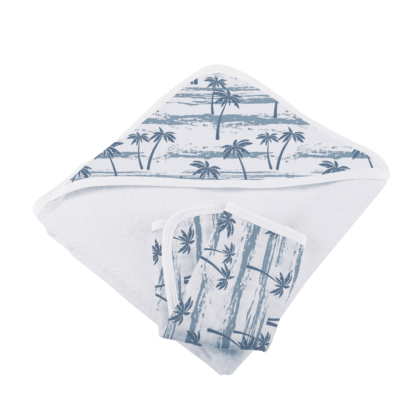 Ocean Palm Trees Bamboo Hooded Towel and Washcloth Set - The Little Big Store