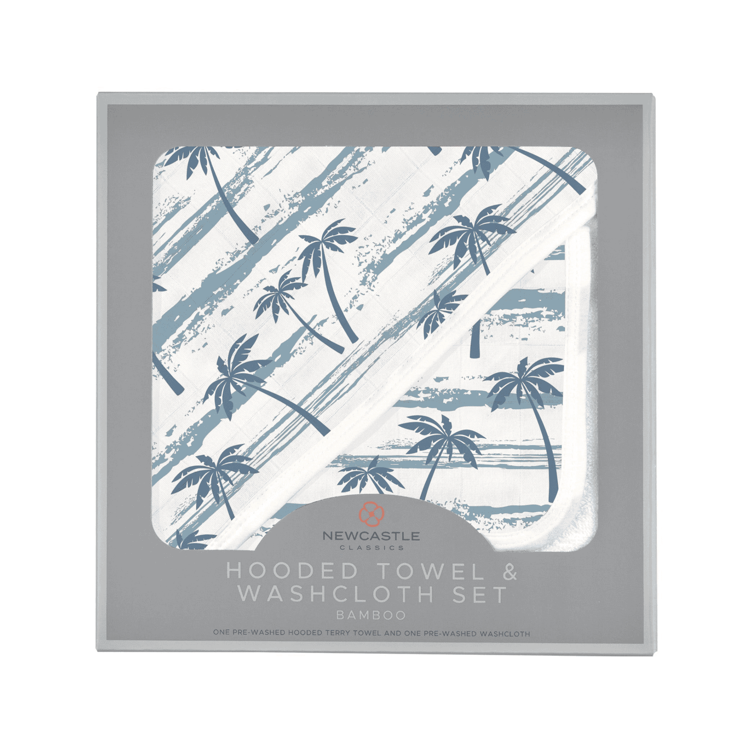 Ocean Palm Trees Bamboo Hooded Towel and Washcloth Set - The Little Big Store