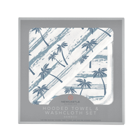 Ocean Palm Trees Bamboo Hooded Towel and Washcloth Set - The Little Big Store