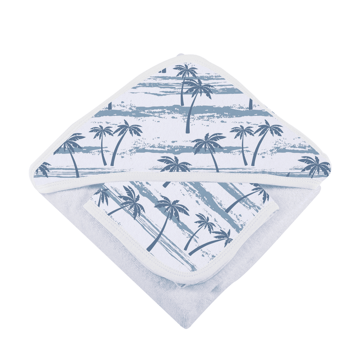 Ocean Palm Trees Bamboo Hooded Towel and Washcloth Set - The Little Big Store