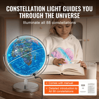 VEVOR Illuminated World Globe with Stand, 9 in/228.6 mm, Educational Earth Globe with Stable Heavy Metal Base and LED Constellation Night Light HD Printed Map, Spinning for Kids Classroom Learning - The Little Big Store