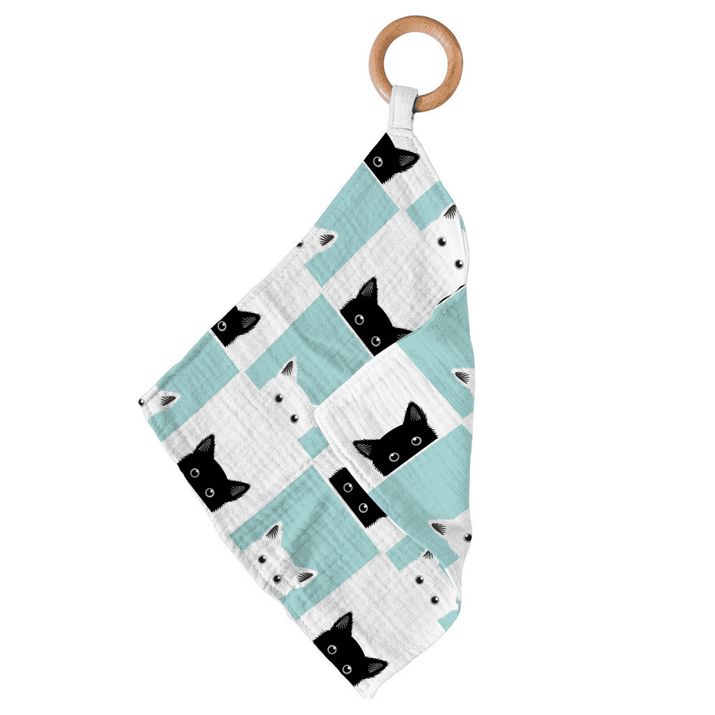 Peek-A-Boo Cats Bamboo Blankie Teether - The Little Big Store