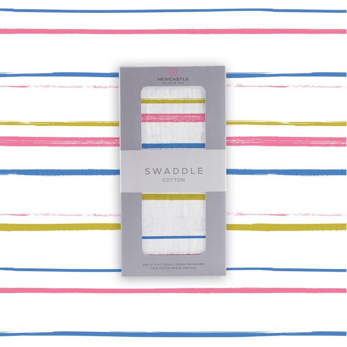Watercolor Stripe Cotton Muslin Swaddle - The Little Big Store