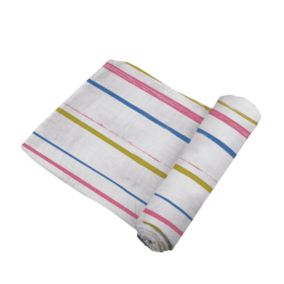 Watercolor Stripe Cotton Muslin Swaddle - The Little Big Store