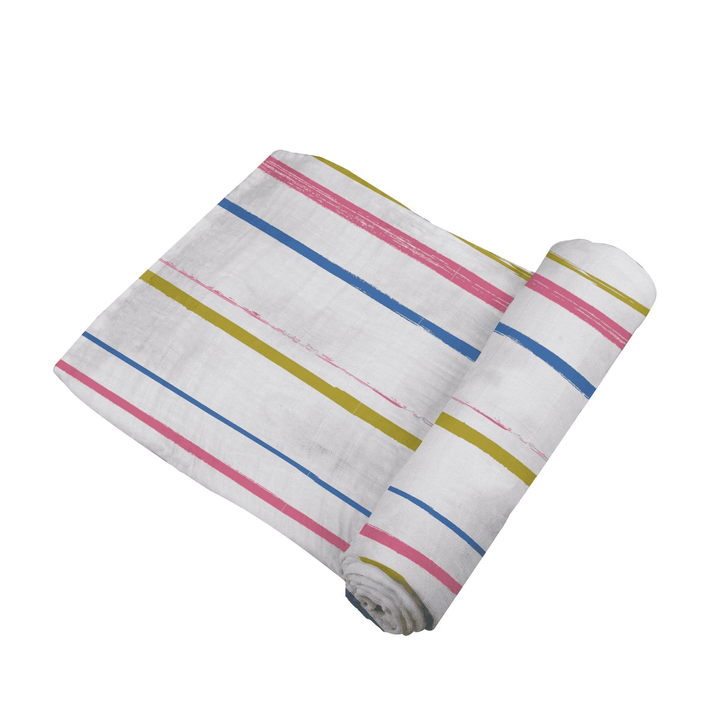 Watercolor Stripe Cotton Muslin Swaddle - The Little Big Store