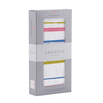 Watercolor Stripe Cotton Muslin Swaddle - The Little Big Store
