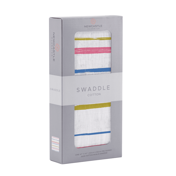 Watercolor Stripe Cotton Muslin Swaddle - The Little Big Store