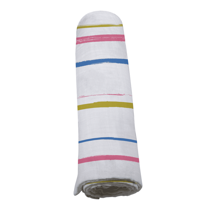 Watercolor Stripe Cotton Muslin Swaddle - The Little Big Store