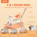 4 in 1 Rocking Horse for Toddlers 1-3 Years, Baby Rocking Horse with Detachable Balance Board, Push Handle and 4 Smooth Wheels, Support up to HDPE 80 lbs Kids Ride on Toy with Sound, Red - The Little Big Store