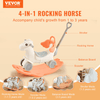 4 in 1 Rocking Horse for Toddlers 1-3 Years, Baby Rocking Horse with Detachable Balance Board, Push Handle and 4 Smooth Wheels, Support up to HDPE 80 lbs Kids Ride on Toy with Sound, Red - The Little Big Store