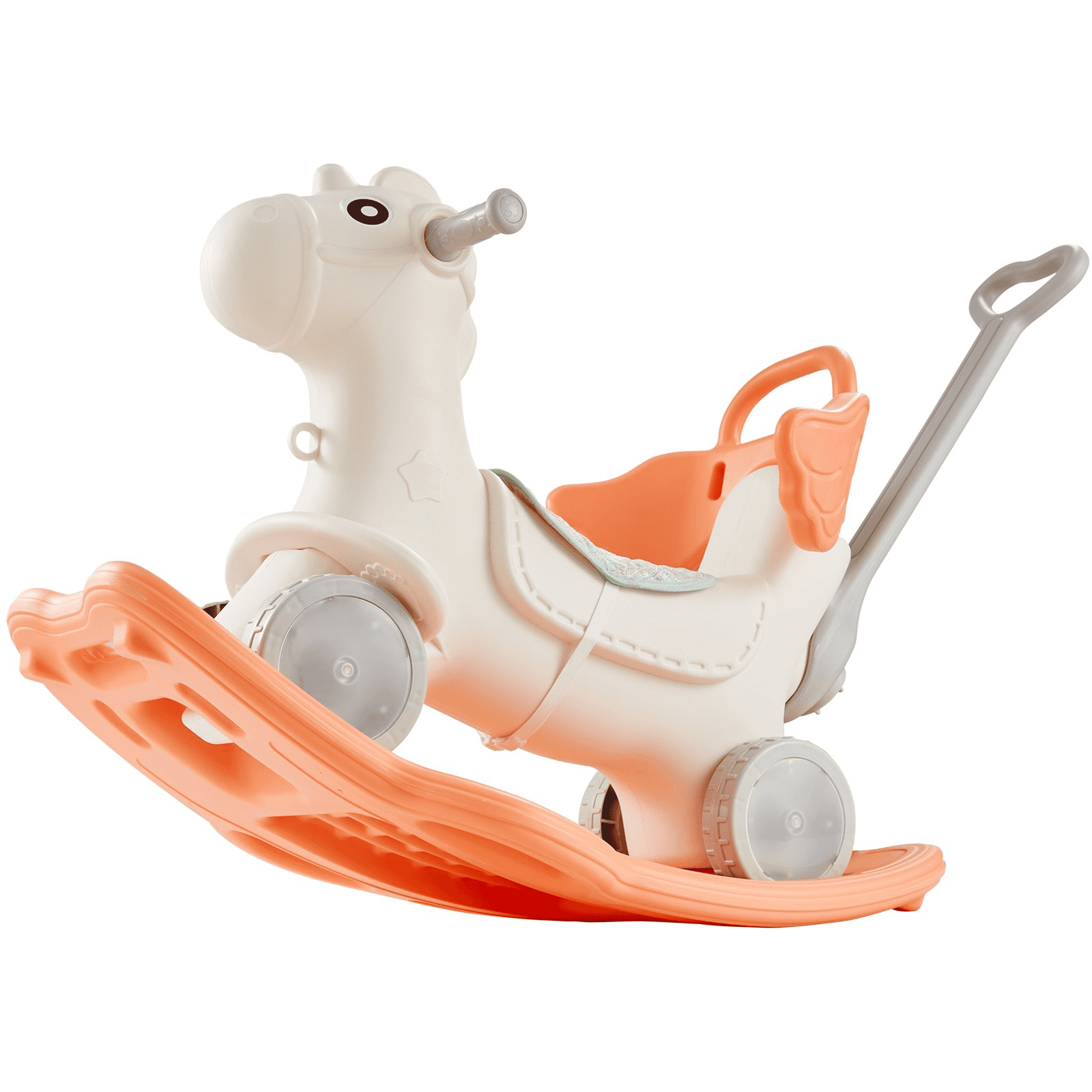 4 in 1 Rocking Horse for Toddlers 1-3 Years, Baby Rocking Horse with Detachable Balance Board, Push Handle and 4 Smooth Wheels, Support up to HDPE 80 lbs Kids Ride on Toy with Sound, Red - The Little Big Store