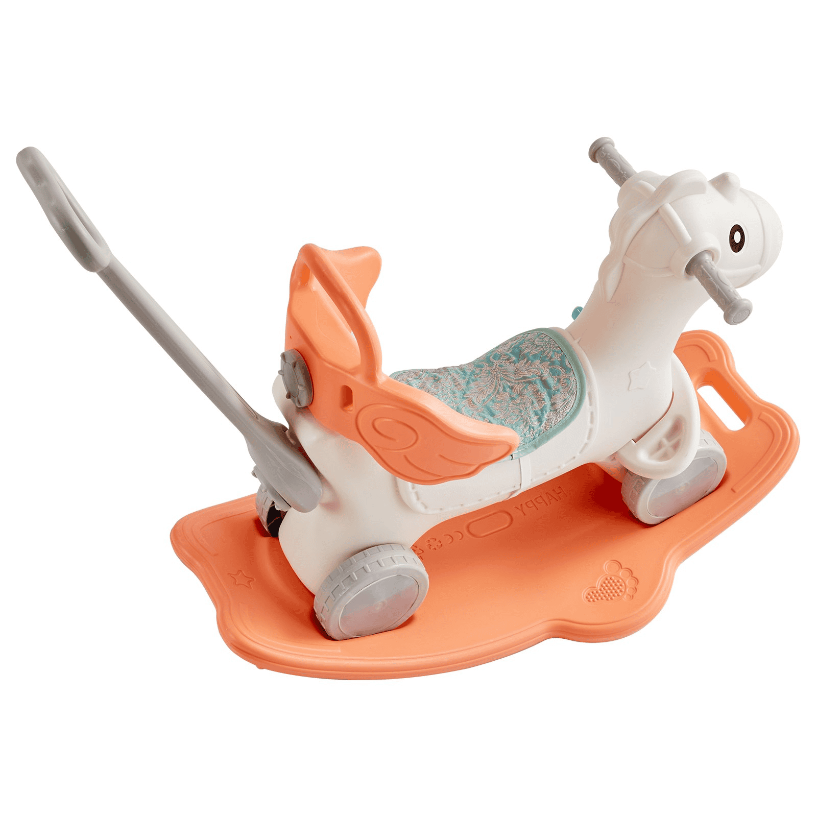 4 in 1 Rocking Horse for Toddlers 1-3 Years, Baby Rocking Horse with Detachable Balance Board, Push Handle and 4 Smooth Wheels, Support up to HDPE 80 lbs Kids Ride on Toy with Sound, Red - The Little Big Store