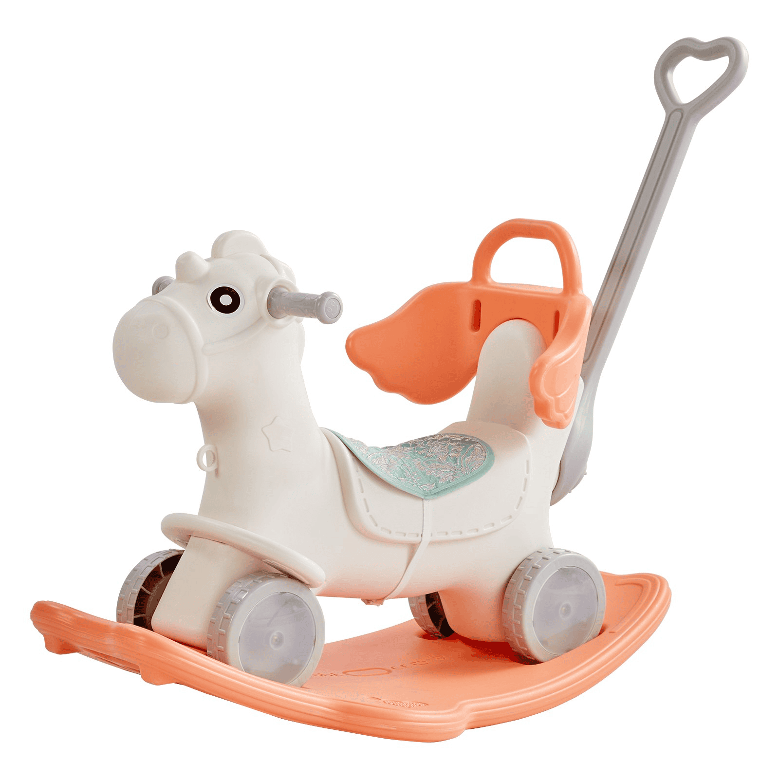 4 in 1 Rocking Horse for Toddlers 1-3 Years, Baby Rocking Horse with Detachable Balance Board, Push Handle and 4 Smooth Wheels, Support up to HDPE 80 lbs Kids Ride on Toy with Sound, Red - The Little Big Store