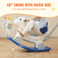 VEVOR 4 in 1 Rocking Horse for Toddlers 1-3 Years, Baby Rocking Horse with Detachable Balance Board, Push Handle and 4 Smooth Wheels, Support up to HDPE 80 lbs Kids Ride on Toy with Sound, Blue - The Little Big Store