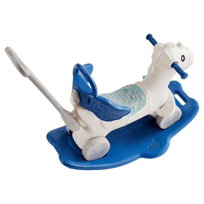 VEVOR 4 in 1 Rocking Horse for Toddlers 1-3 Years, Baby Rocking Horse with Detachable Balance Board, Push Handle and 4 Smooth Wheels, Support up to HDPE 80 lbs Kids Ride on Toy with Sound, Blue - The Little Big Store