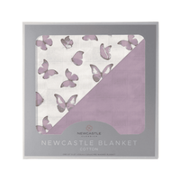 Winsome Butterflies and Orchid Lavender Cotton Newcastle Blanket - The Little Big Store