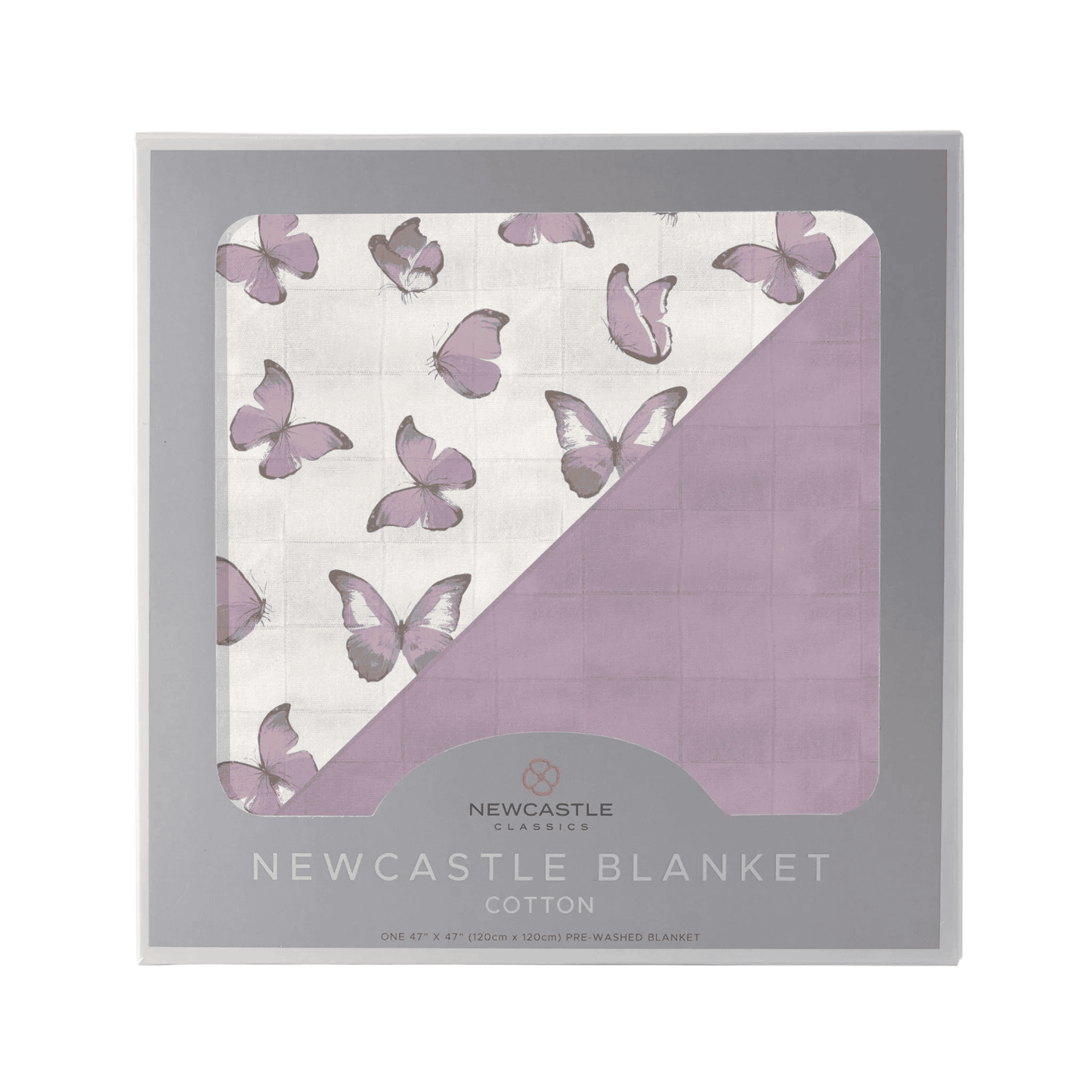 Winsome Butterflies and Orchid Lavender Cotton Newcastle Blanket - The Little Big Store