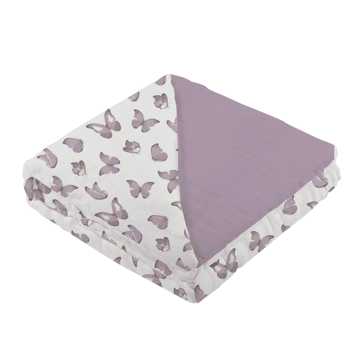 Winsome Butterflies and Orchid Lavender Cotton Newcastle Blanket - The Little Big Store