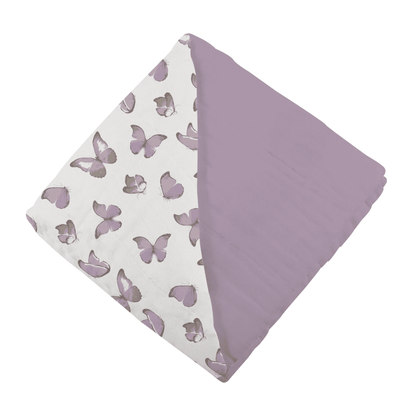 Winsome Butterflies and Orchid Lavender Cotton Newcastle Blanket - The Little Big Store