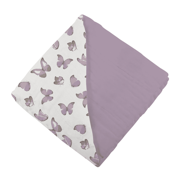 Winsome Butterflies and Orchid Lavender Cotton Newcastle Blanket - The Little Big Store
