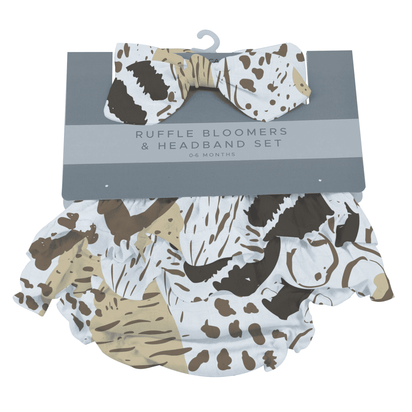 Animal Print Ruffle Bamboo Bloomer Headband Set - The Little Big Store