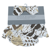 Animal Print Ruffle Bamboo Bloomer Headband Set - The Little Big Store