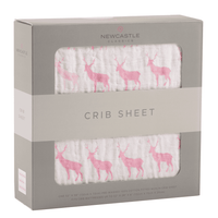 Pink Deer Cotton Muslin Crib Sheet - The Little Big Store